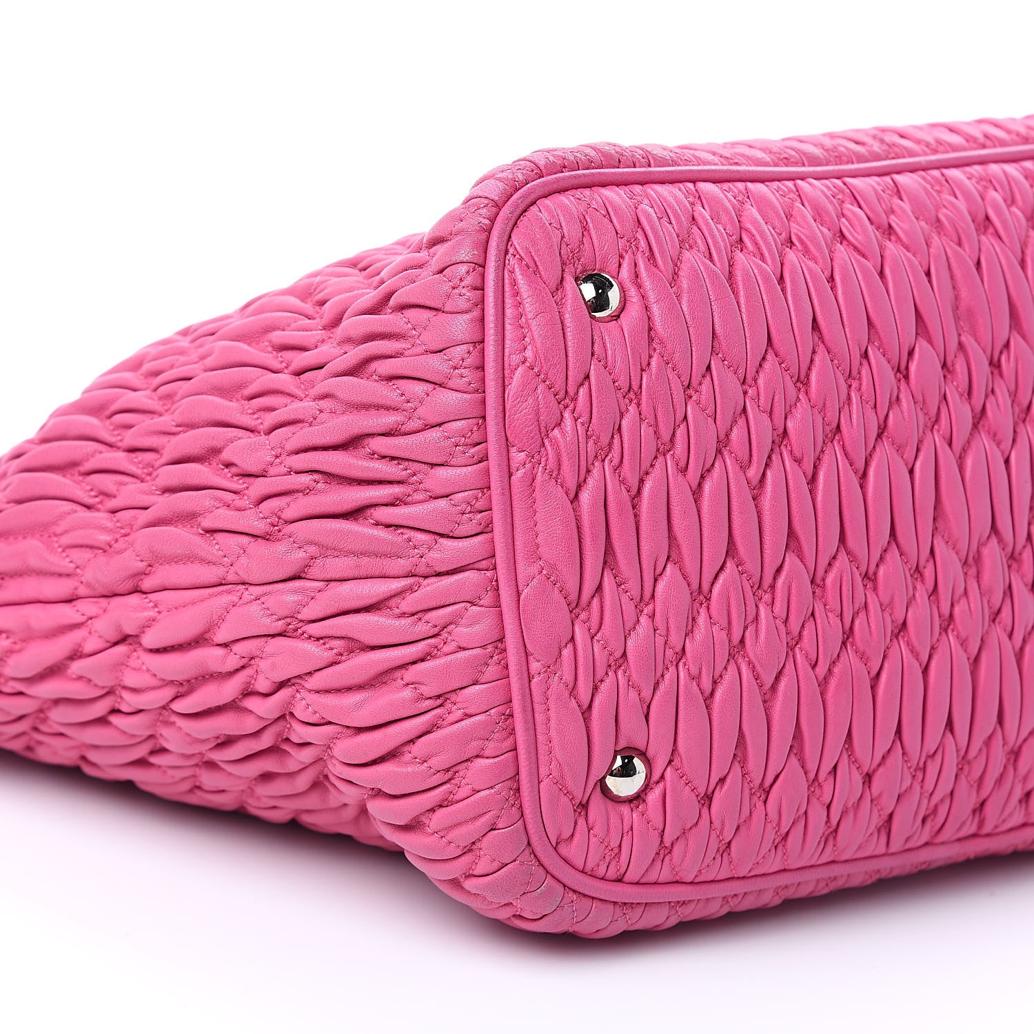 Miu Miu Nappa Matelasse Swarovski Crystal Tote Fuxia 8 of 14