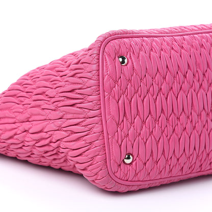 Miu Miu Nappa Matelasse Swarovski Crystal Tote Fuxia 8 of 14