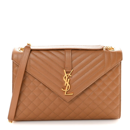 Saint Laurent Grain De Poudre Textured Mixed Matelasse Triquilt Large Monogram Satchel Naturel 1 of 9