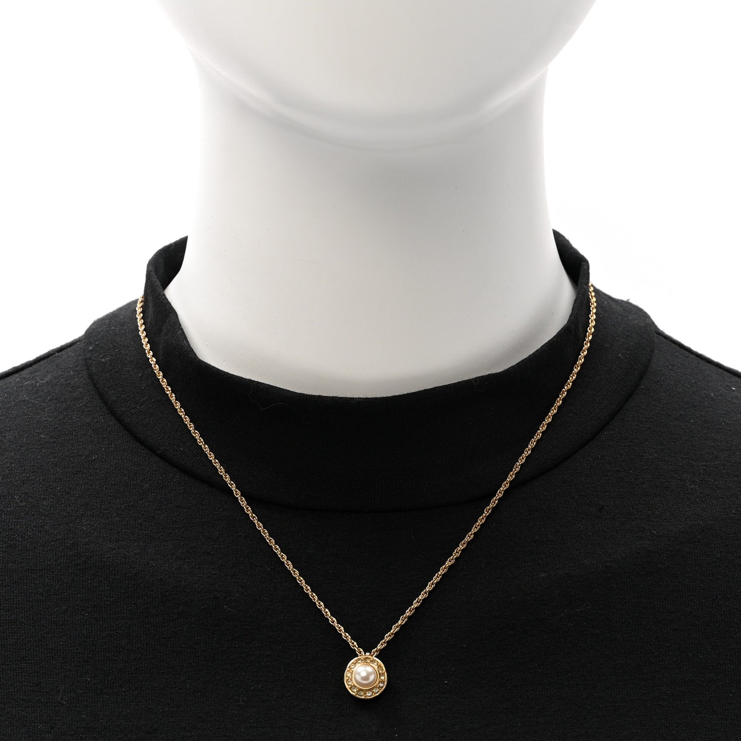 Crystal Pearl Pendant Necklace Gold