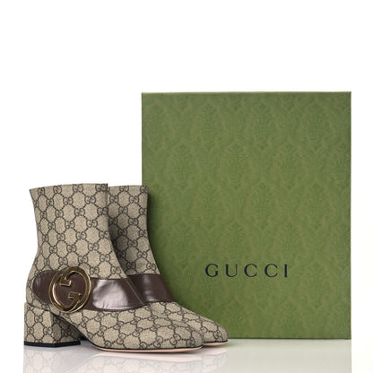 Gucci GG Supreme Monogram Malaga Kid Blondie 55mm Ankle Boots 39.5 Beige Ebony New Acero 10 of 10