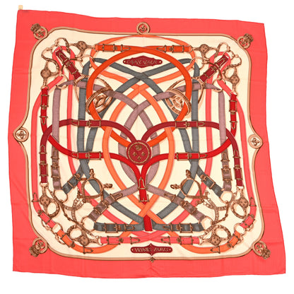 Hermes Cashmere Silk Cavalcadour Shawl 140 Rose Blanc Corail 1 of 3