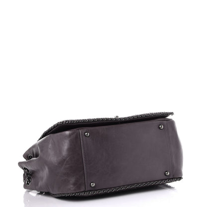 Chanel Calfskin Quilted Large CC Enchained Accordion Flap Grey 4 of 9