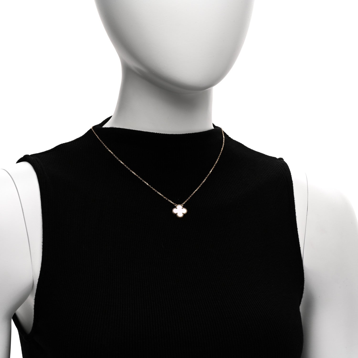 Van Cleef & Arpels 18K Yellow Gold Mother of Pearl Vintage Alhambra Pendant Necklace 2 of 5