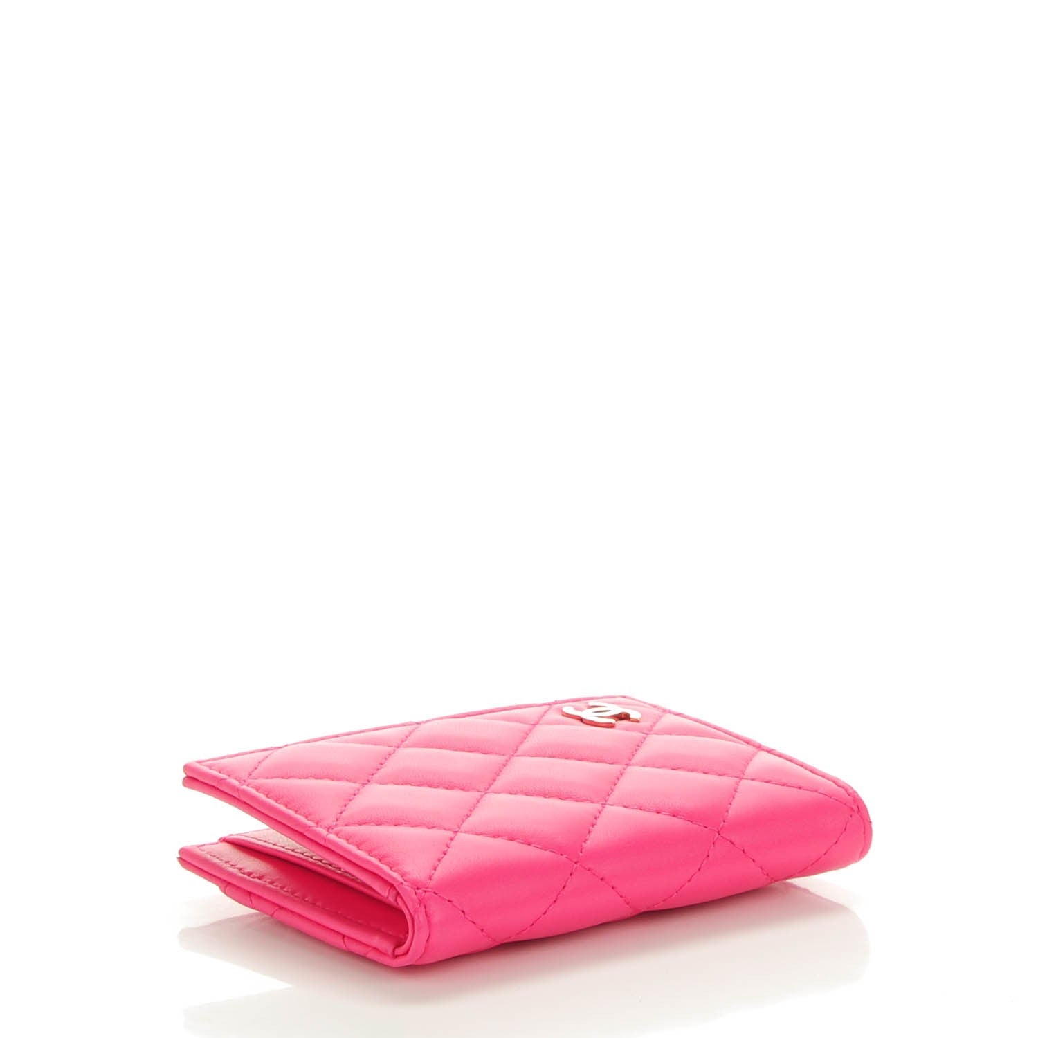 Chanel Lambskin Quilted Card Holder Wallet Fuchsia 4 of 8