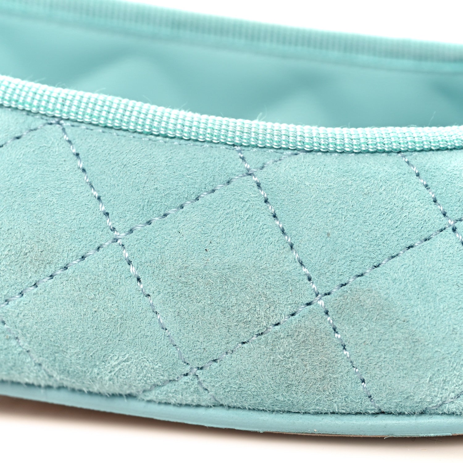Chanel Suede Calfskin Quilted Cap Toe CC Ballerina Flats 38.5 Light Blue 11 of 12