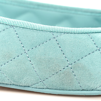Chanel Suede Calfskin Quilted Cap Toe CC Ballerina Flats 38.5 Light Blue 11 of 12