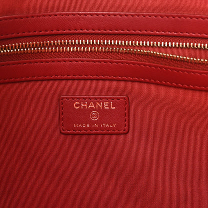 Chanel Lambskin Quilted Large Cosmetic Case Red 7 of 8