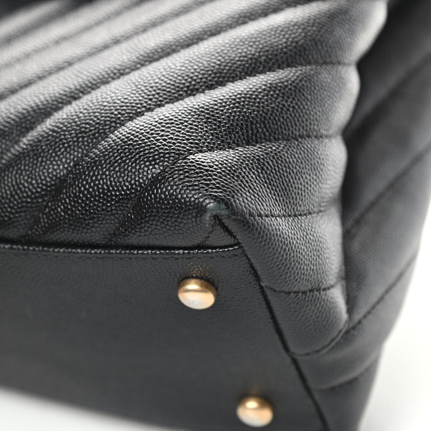Caviar Chevron Quilted Medium Coco Handle Flap Black