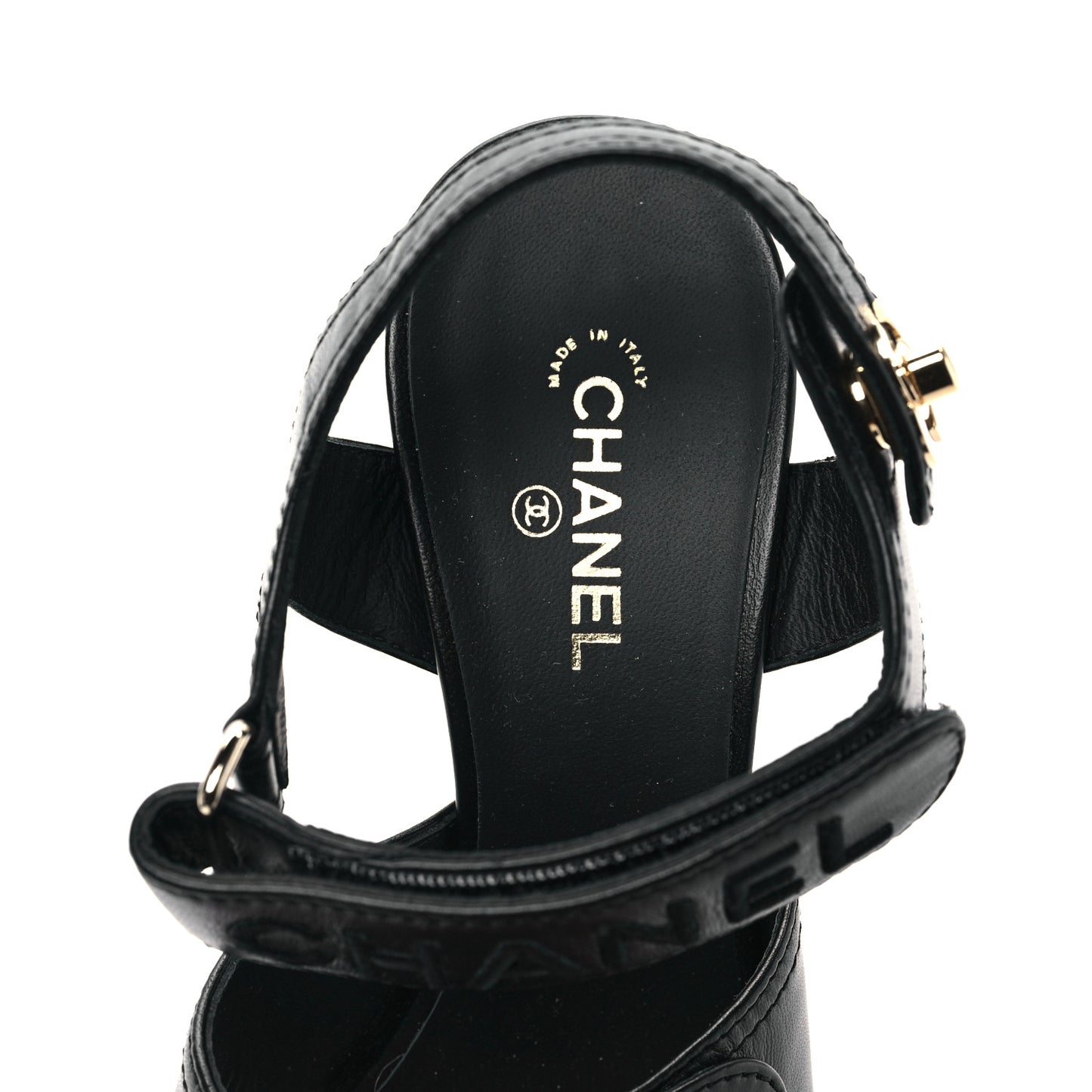 Goatskin CC Turnlock Sandals 39 Black