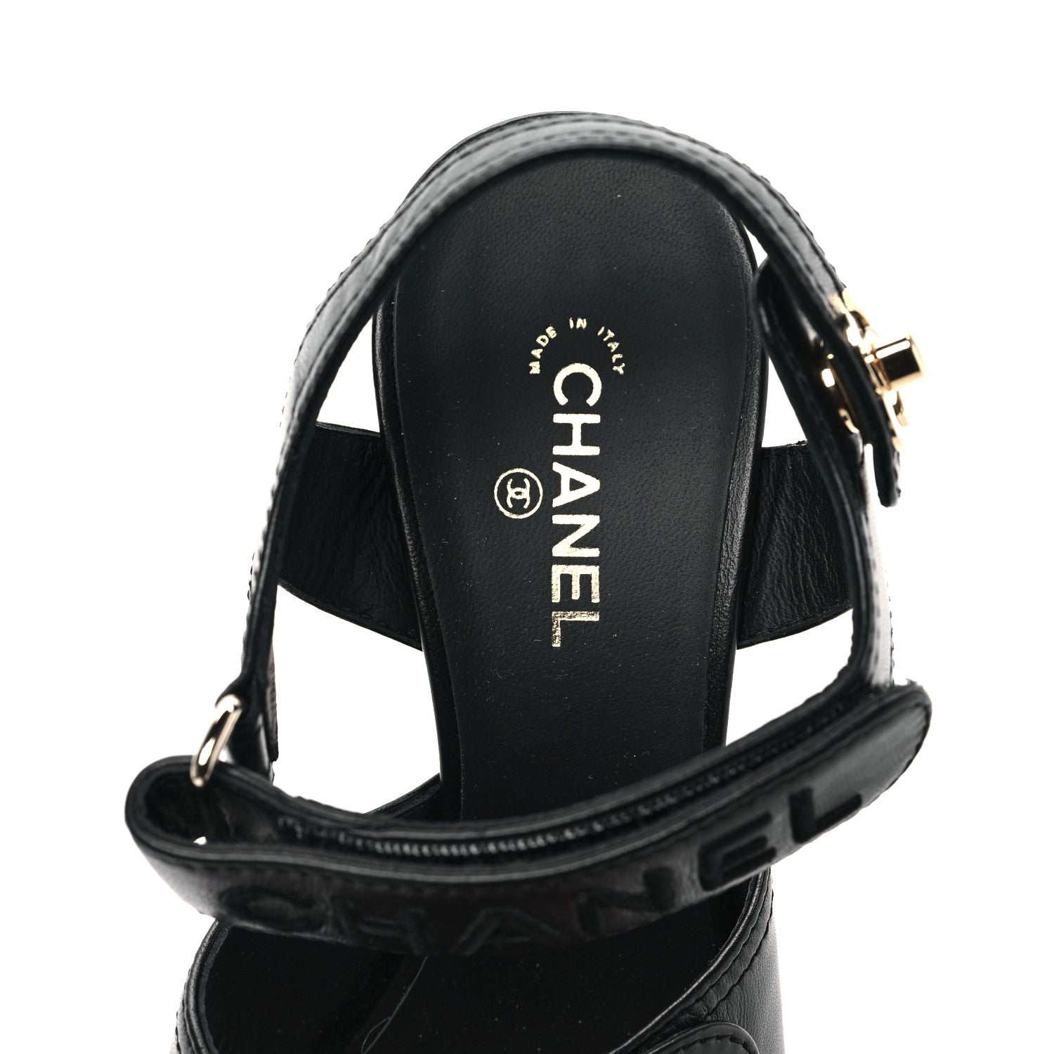 Chanel Goatskin CC Turnlock Sandals 39 Black 7 of 8