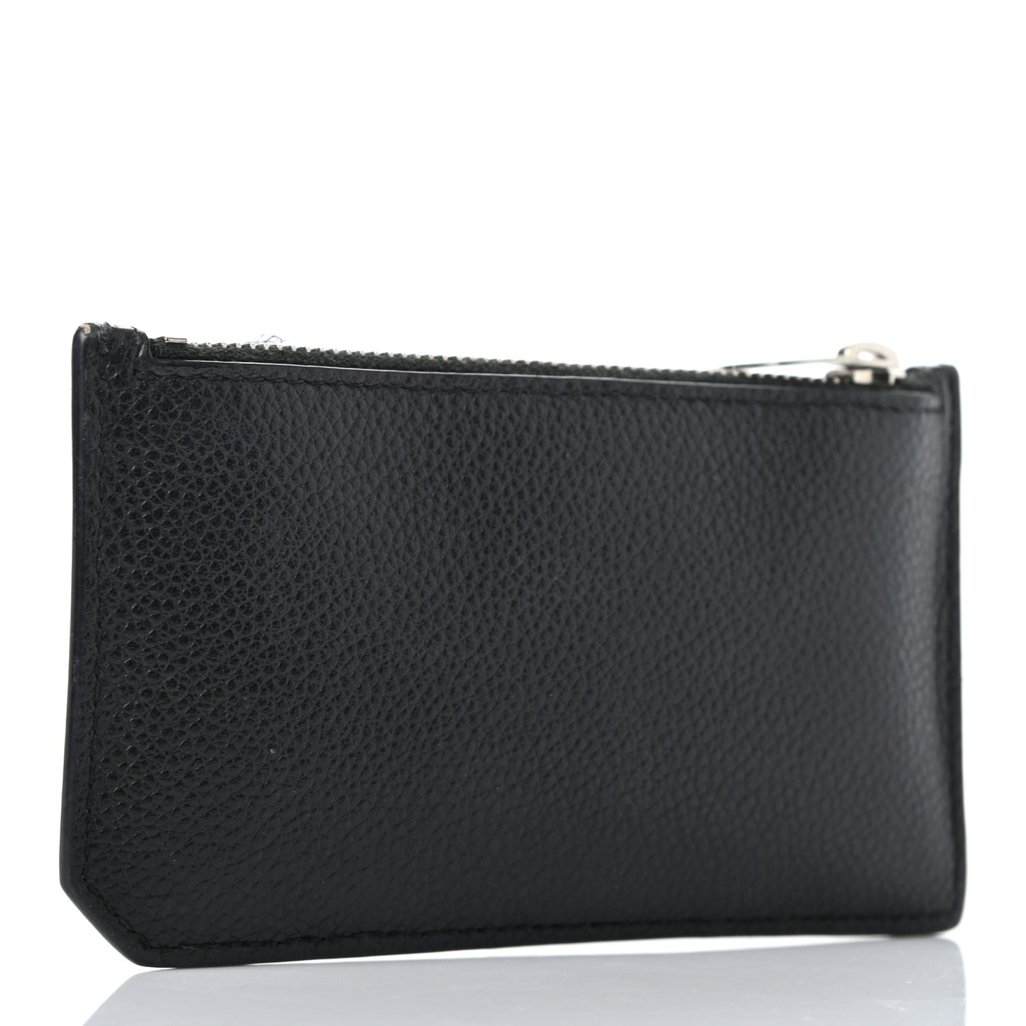 Grained Calfskin 5 Fragments Zip Pouch Card Holder Black