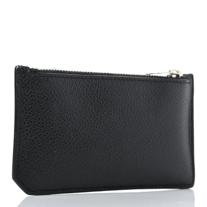 Saint Laurent Grained Calfskin 5 Fragments Zip Pouch Card Holder Black 3 of 12