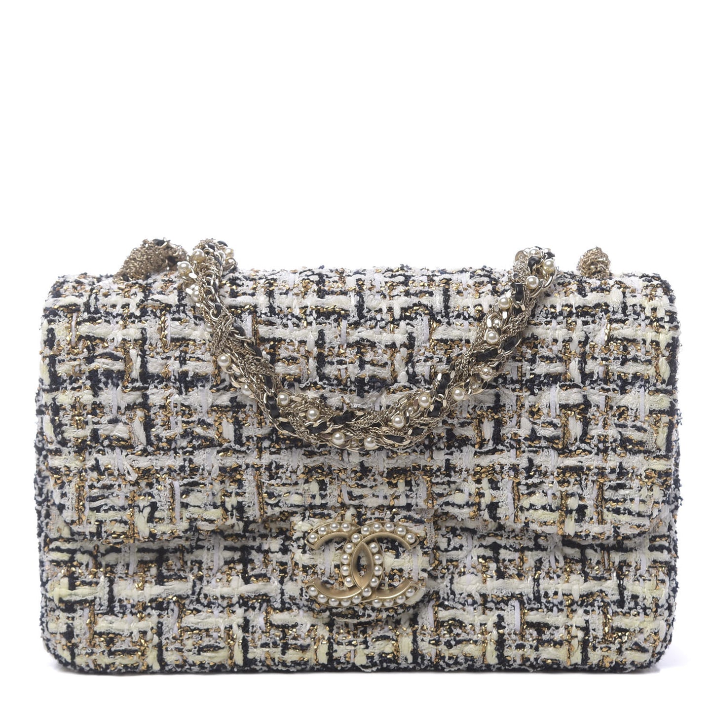 Tweed Westminster Pearl Medium Single Flap Ivory Multicolor
