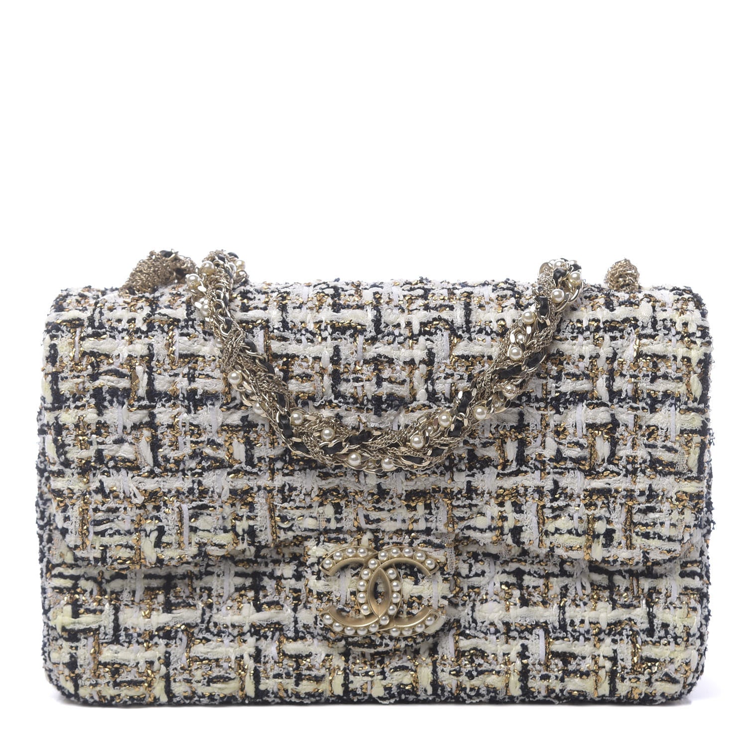 Chanel Tweed Westminster Pearl Medium Single Flap Ivory Multicolor 1 of 10