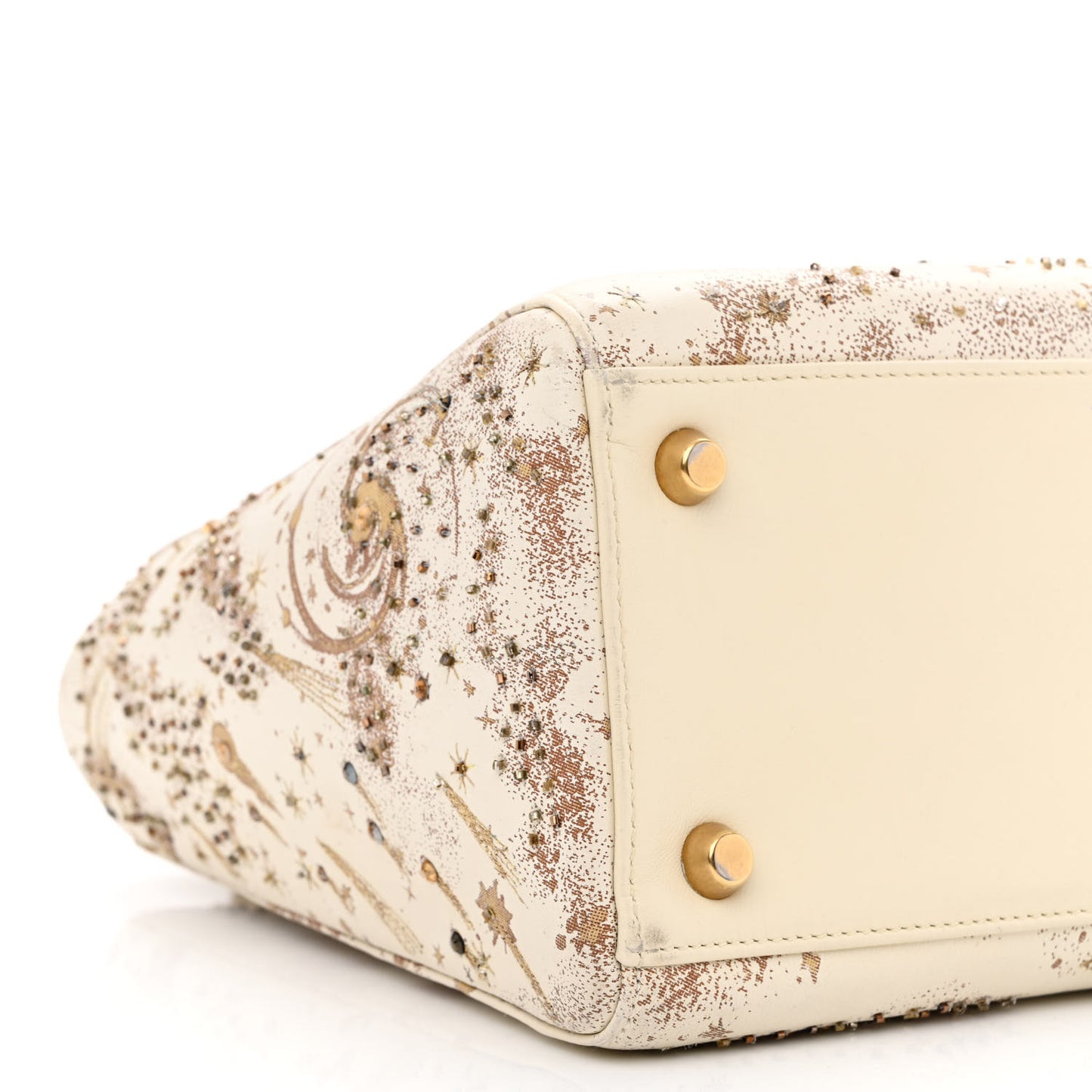 Smooth Calfskin Embroidered I Feel Blue Medium Lady Dior White Multicolor