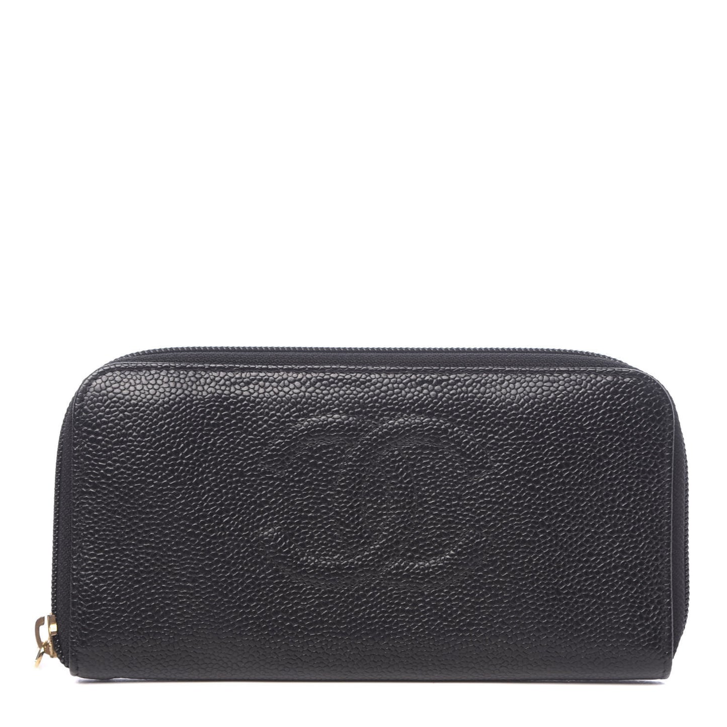 Caviar Timeless CC Large Gusset Zip Around Wallet Black
