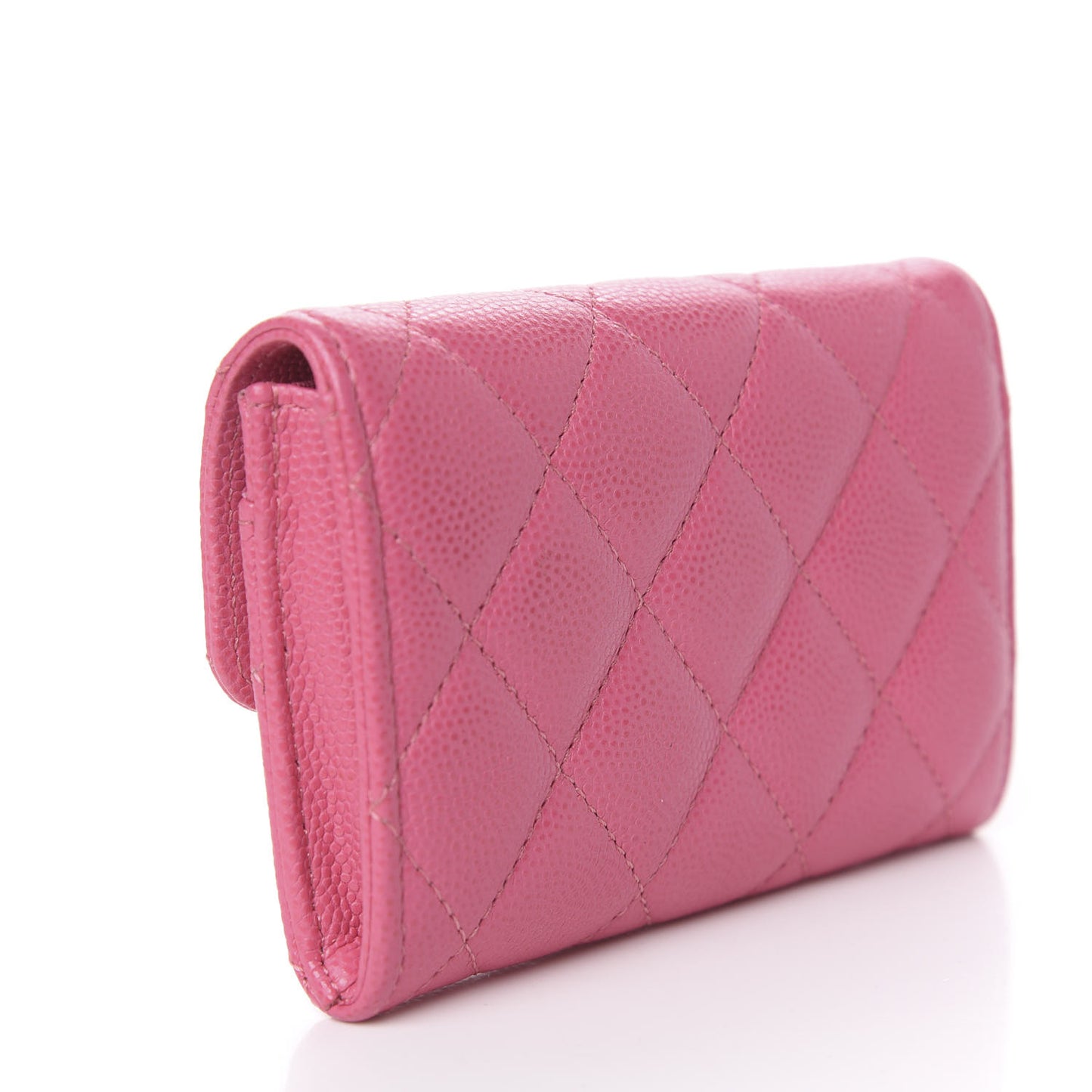 Caviar Quilted Flap Card Holder Pink
