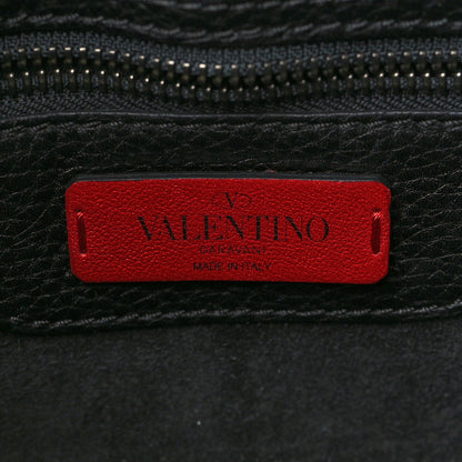 Valentino Garavani Calfskin Beaded Guitar Strap Rockstud Rolling Hobo Bag Black 6 of 8