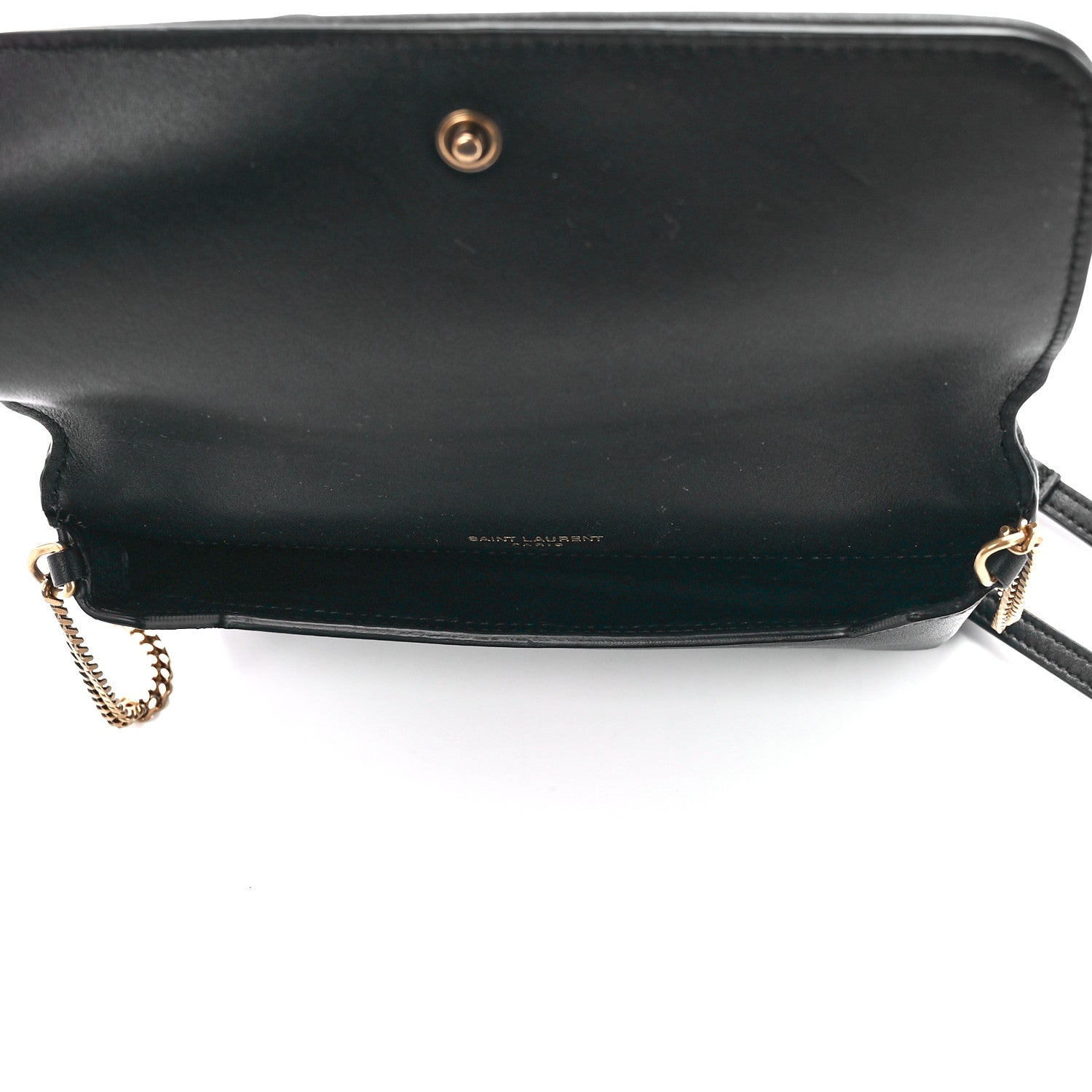 Saint Laurent Canvas Striped Phone Holder Crossbody Beige Black 5 of 10