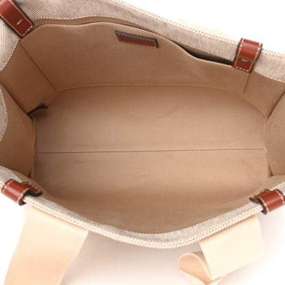 Chloe Cotton Calfskin Medium Woody Ribbon Tote White Brown 5 of 10