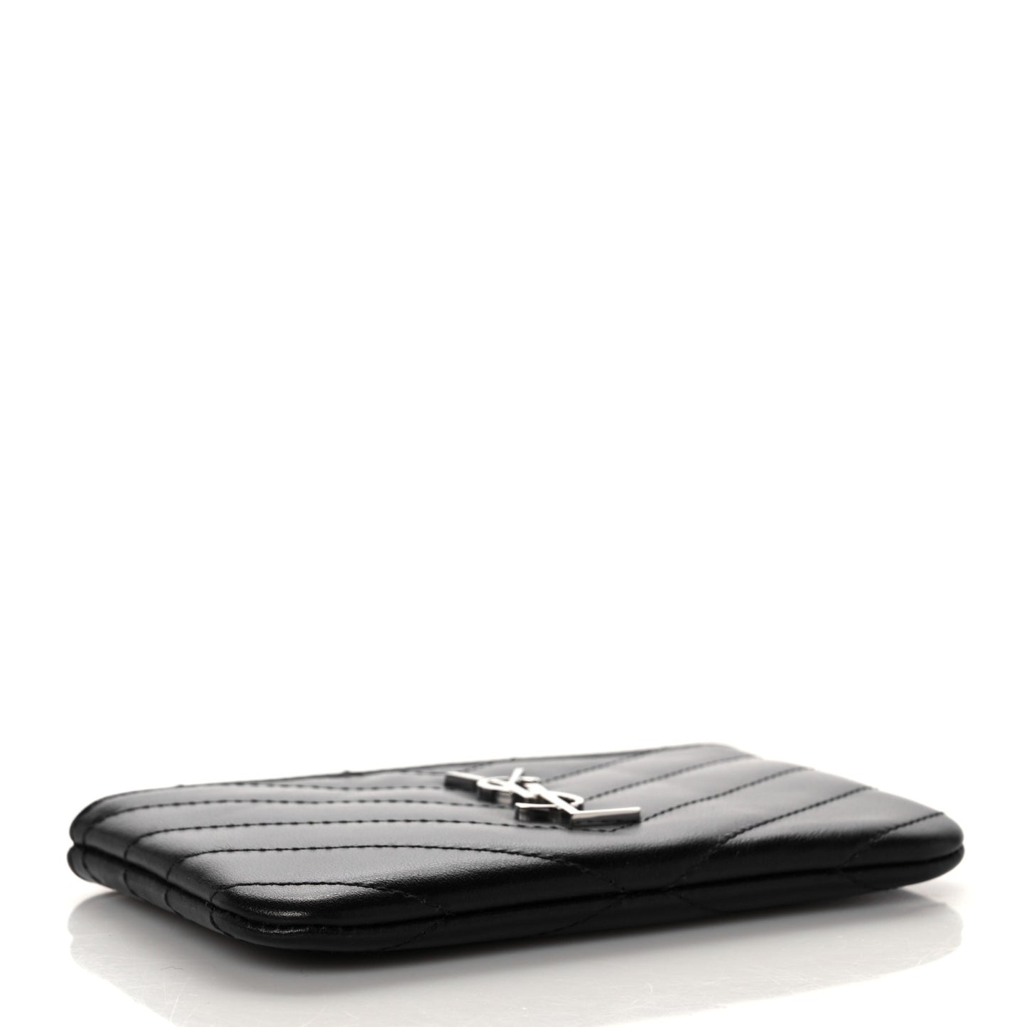 Calfskin Matelasse Monogram Key Pouch Black