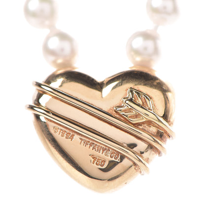 Tiffany 18K Yellow Gold Pearl Cupid's Arrow Heart Necklace 5 of 6
