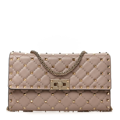 Valentino Garavani Nappa Rockstud Spike Wallet On Chain Poudre 1 of 8