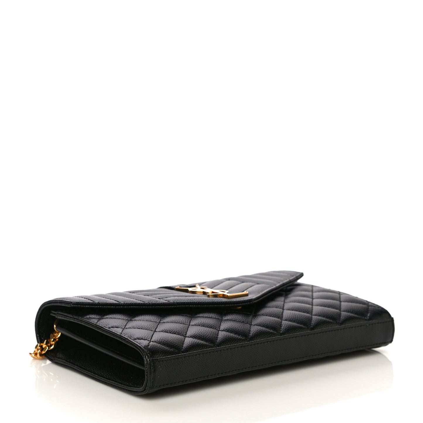 Grain De Poudre Mixed Matelasse Triquilt Monogram Chain Wallet Black