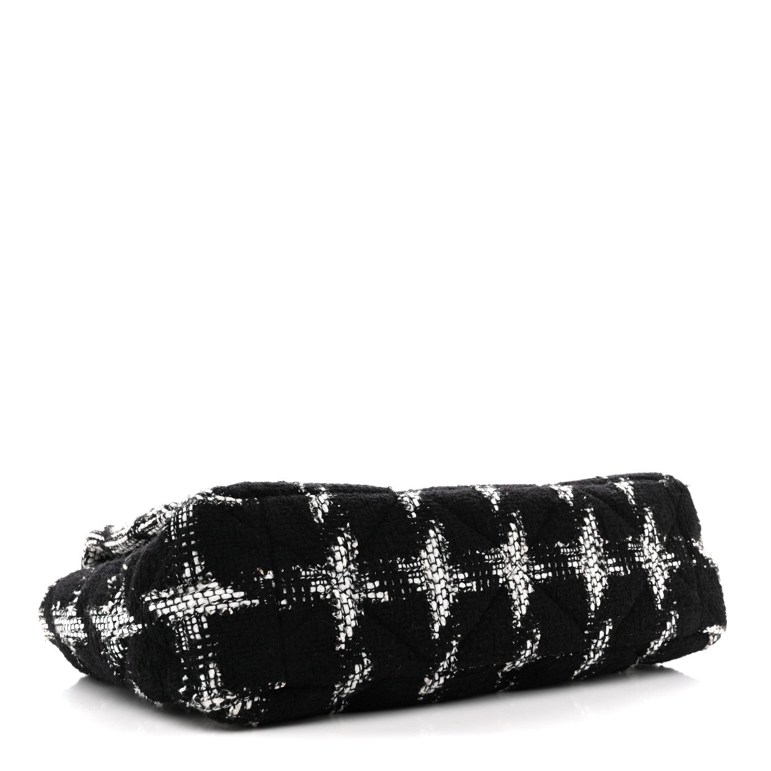 Chanel Tweed Quilted Maxi Chanel 19 Flap Black White 4 of 14