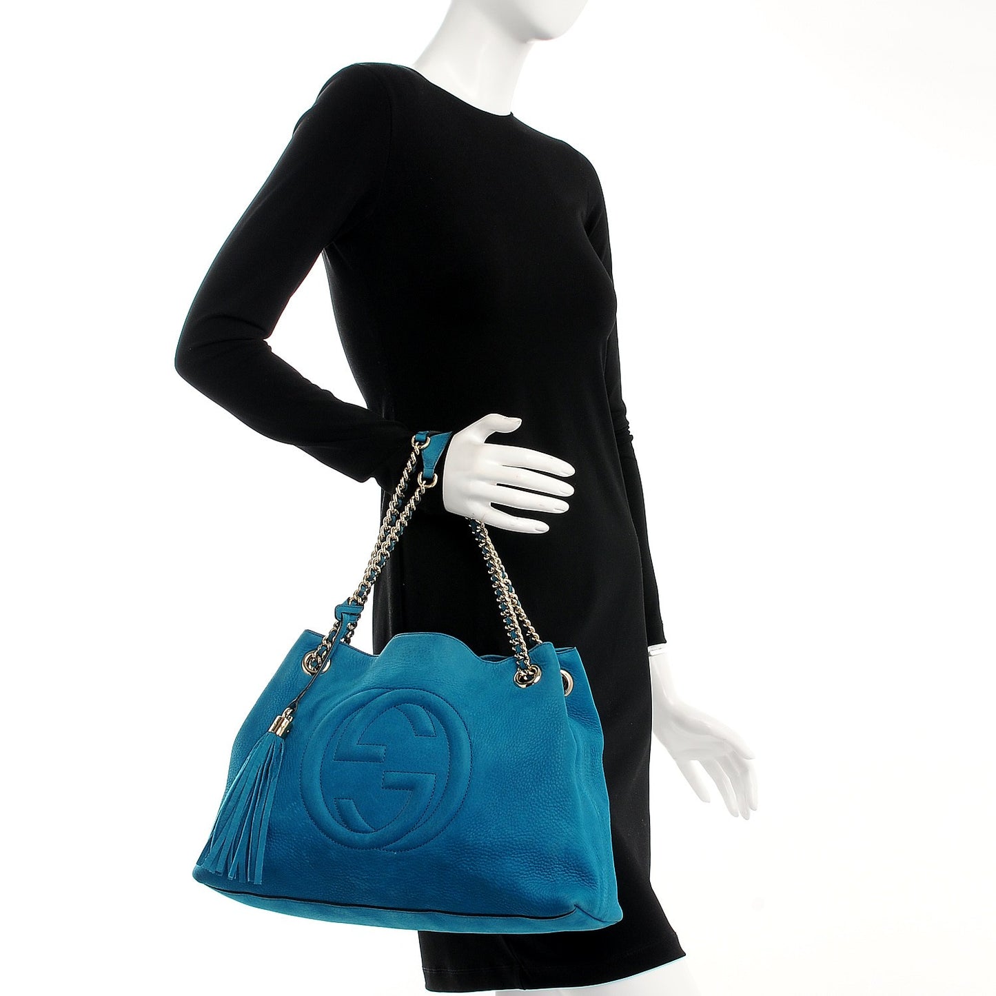 Vitello Range Medium Soho Chain Shoulder Bag Deep Cobalt