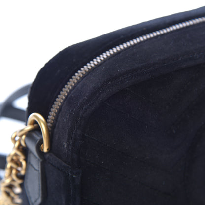 Gucci Velvet Matelasse Small GG Marmont Chain Shoulder Bag Black 12 of 13