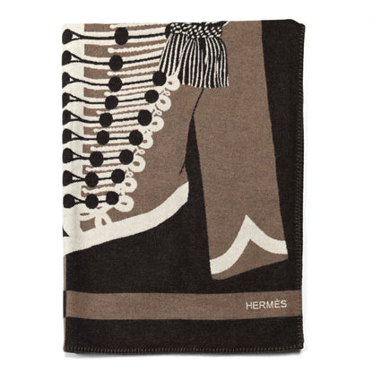 Hermes Wool Cashmere Brandebourgs Blanket Ecorce 1 of 4