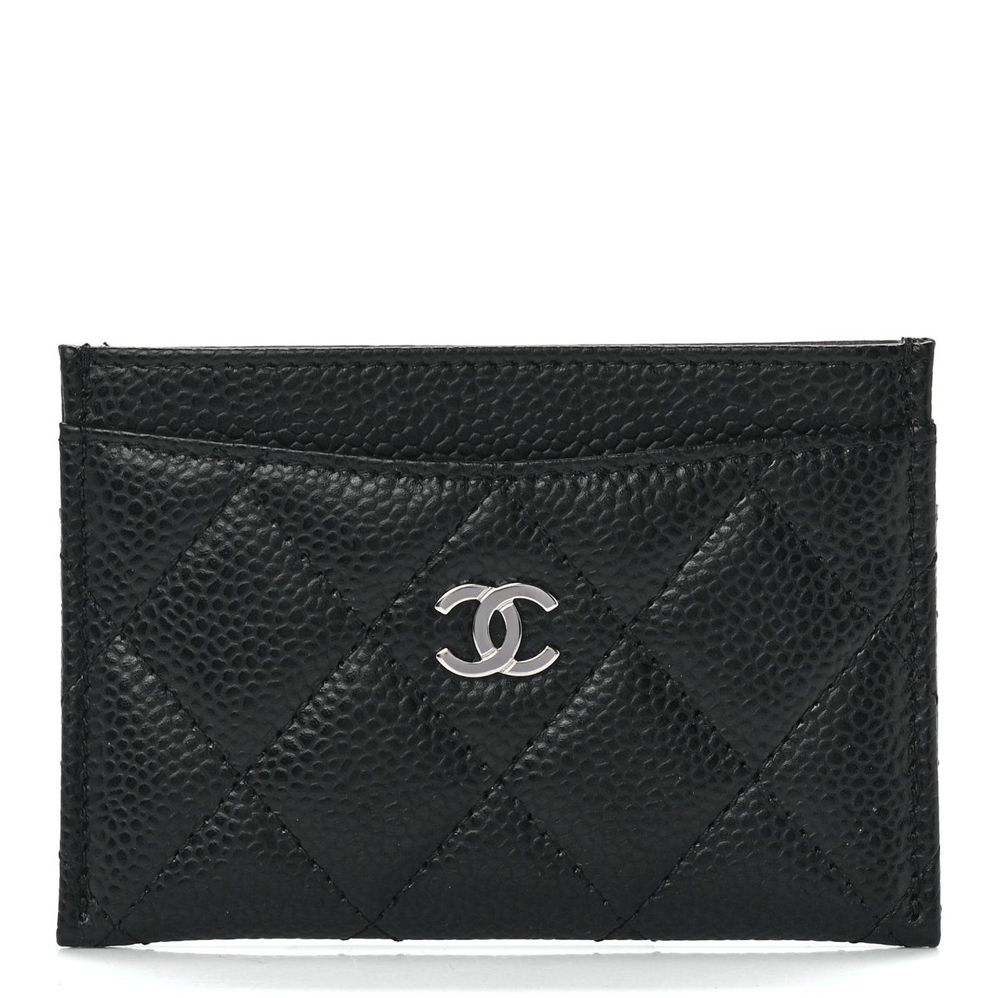 Caviar Quilted Card Holder Black