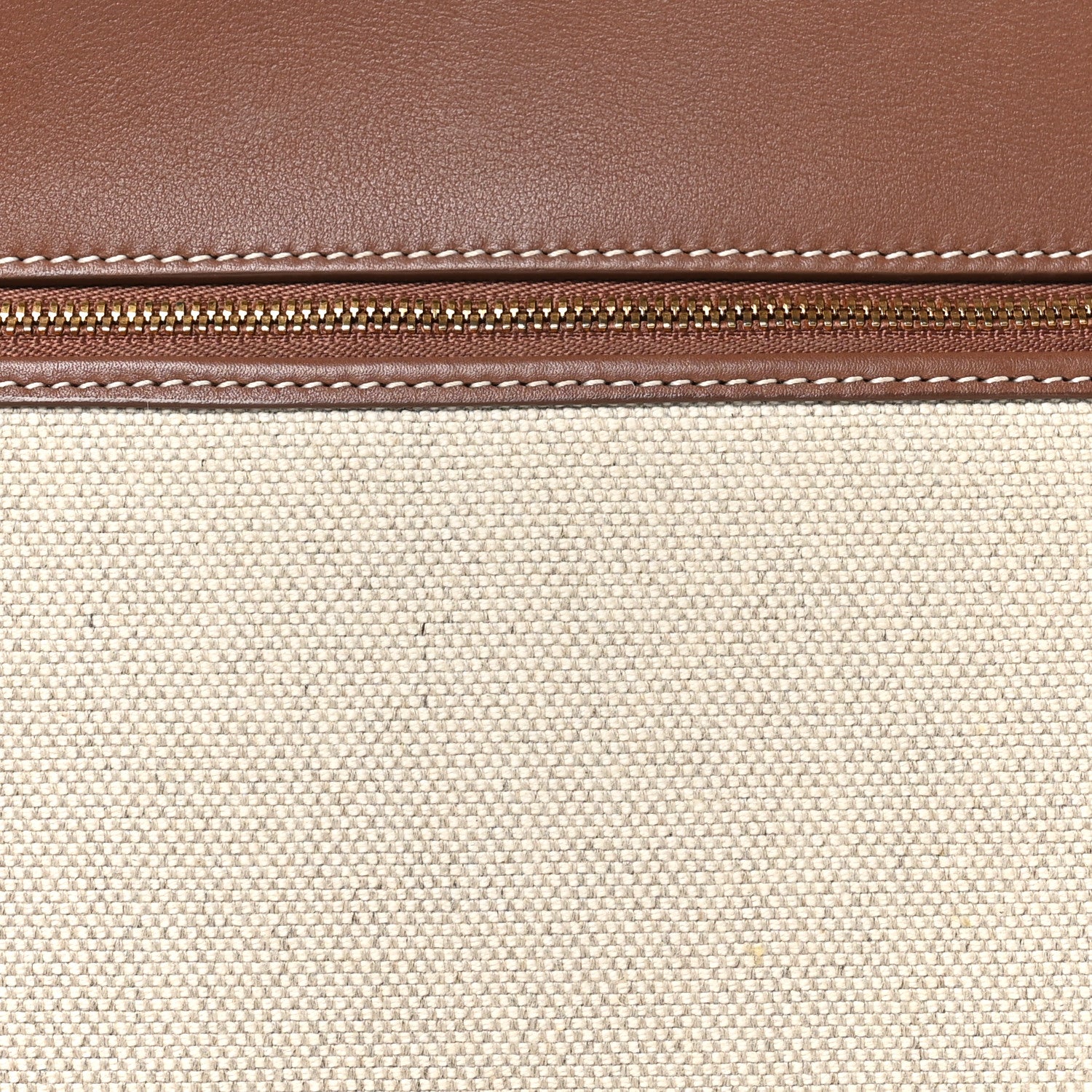 Loro Piana Calfskin Cotton Canvas L27 Extra Pocket Bag Natural Caramel Sugar 7 of 9