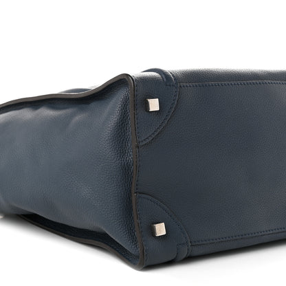 Celine Drummed Calfskin Mini Luggage Blue 8 of 9