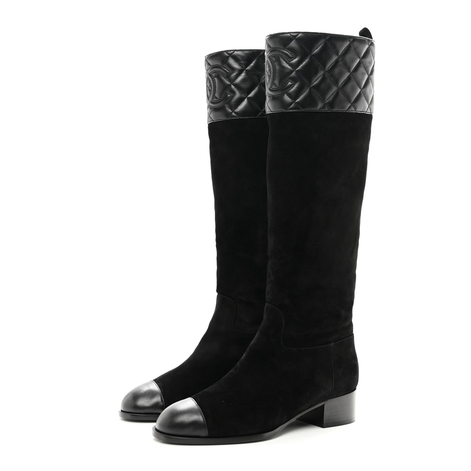 Chanel Suede Calfskin Lambskin Quilted Knee High Boots 38 3 of 9