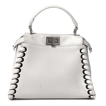 Fendi Nappa Lace Up Mini Peekaboo Iconic Satchel Bianco Carta 1 of 9
