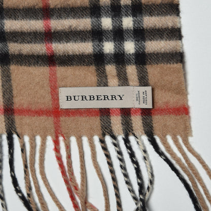 Burberry Cashmere Nova Check Fringe Scarf Camel 4 of 5