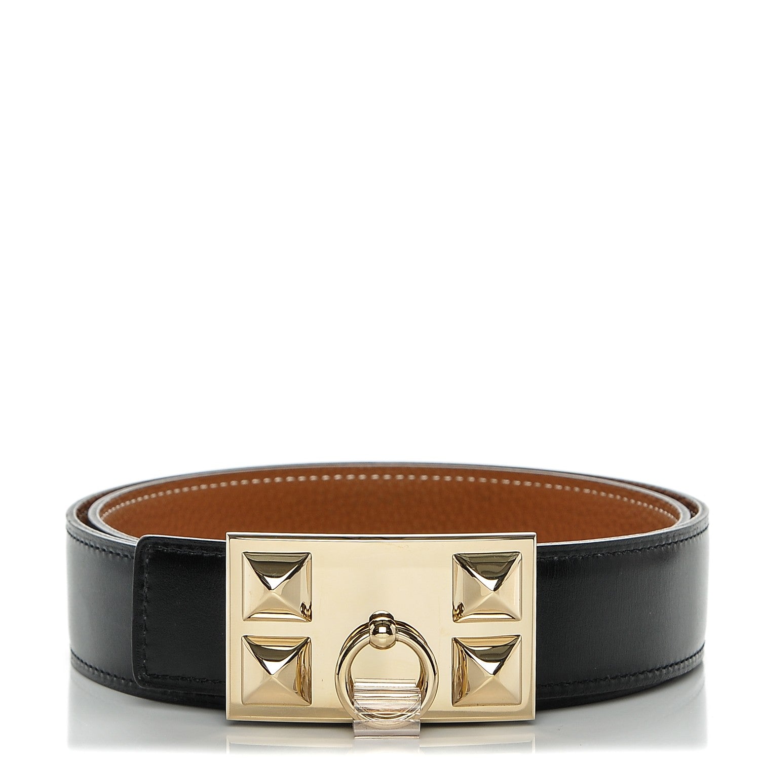 Hermes Box Togo 32mm Collier De Chien CDC Belt 85 Black Gold 1 of 6