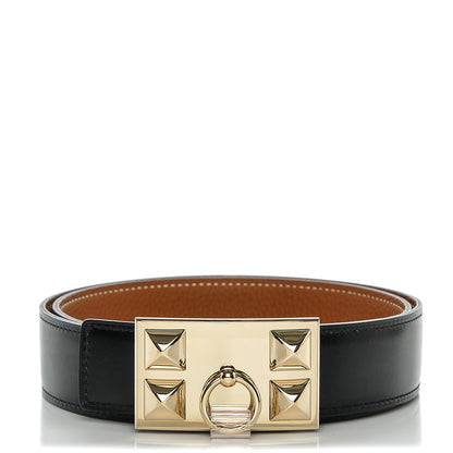 Hermes Box Togo 32mm Collier De Chien CDC Belt 85 Black Gold 1 of 6