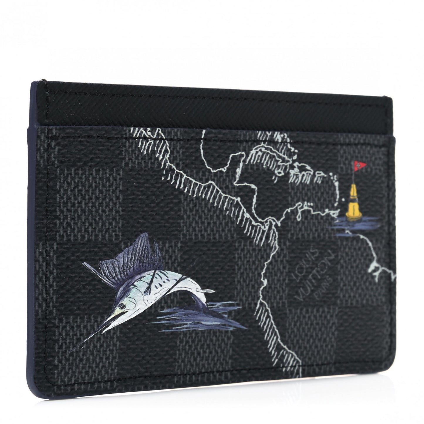 Damier Graphite World Map Porte Cartes Simple