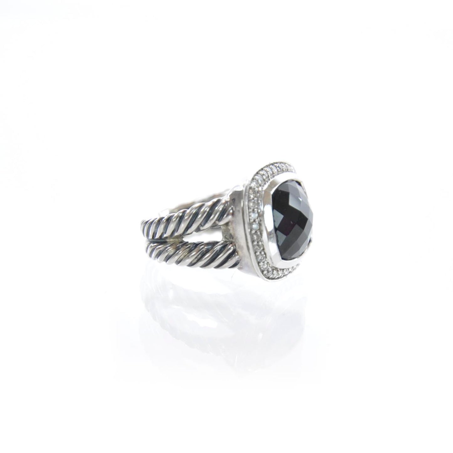 Sterling Silver Diamond Black Onyx 11mm Albion Ring 52 6