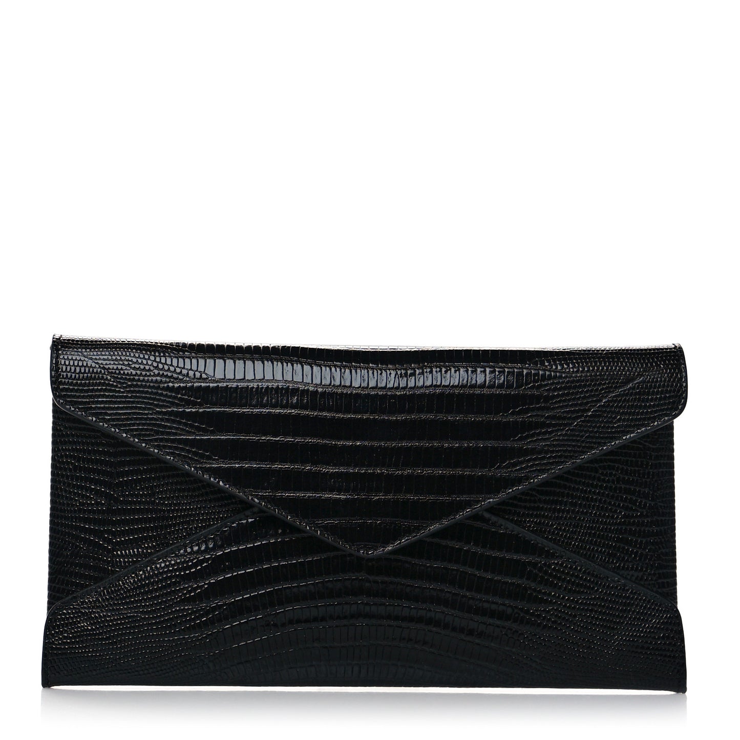 Calfskin Lizard Embossed Paloma Monogram Clutch Black