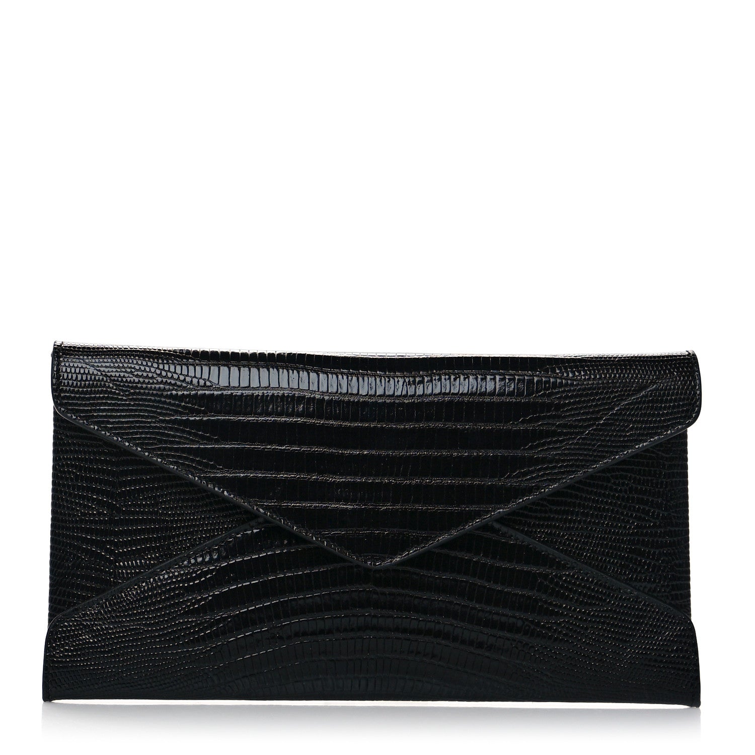 Saint Laurent Calfskin Lizard Embossed Paloma Monogram Clutch Black 1 of 7