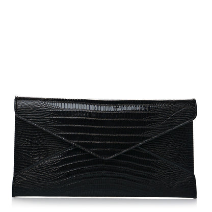 Saint Laurent Calfskin Lizard Embossed Paloma Monogram Clutch Black 1 of 7