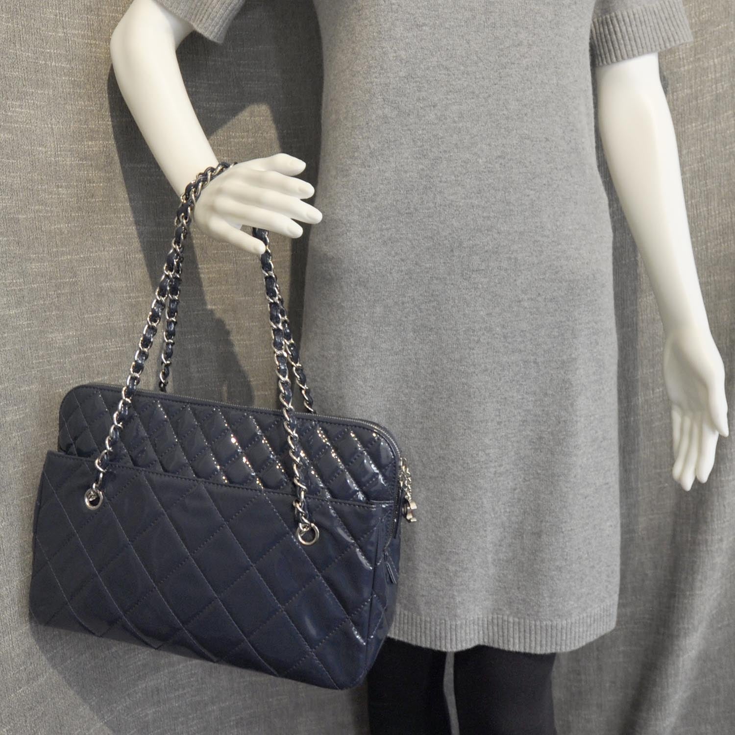 Chanel Vinyl Quilted In the Business Camera Case Blue 3 of 9
