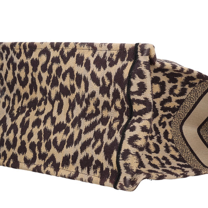 Christian Dior Canvas Mizza Embroidered Large Leopard Book Tote Beige 9 of 9