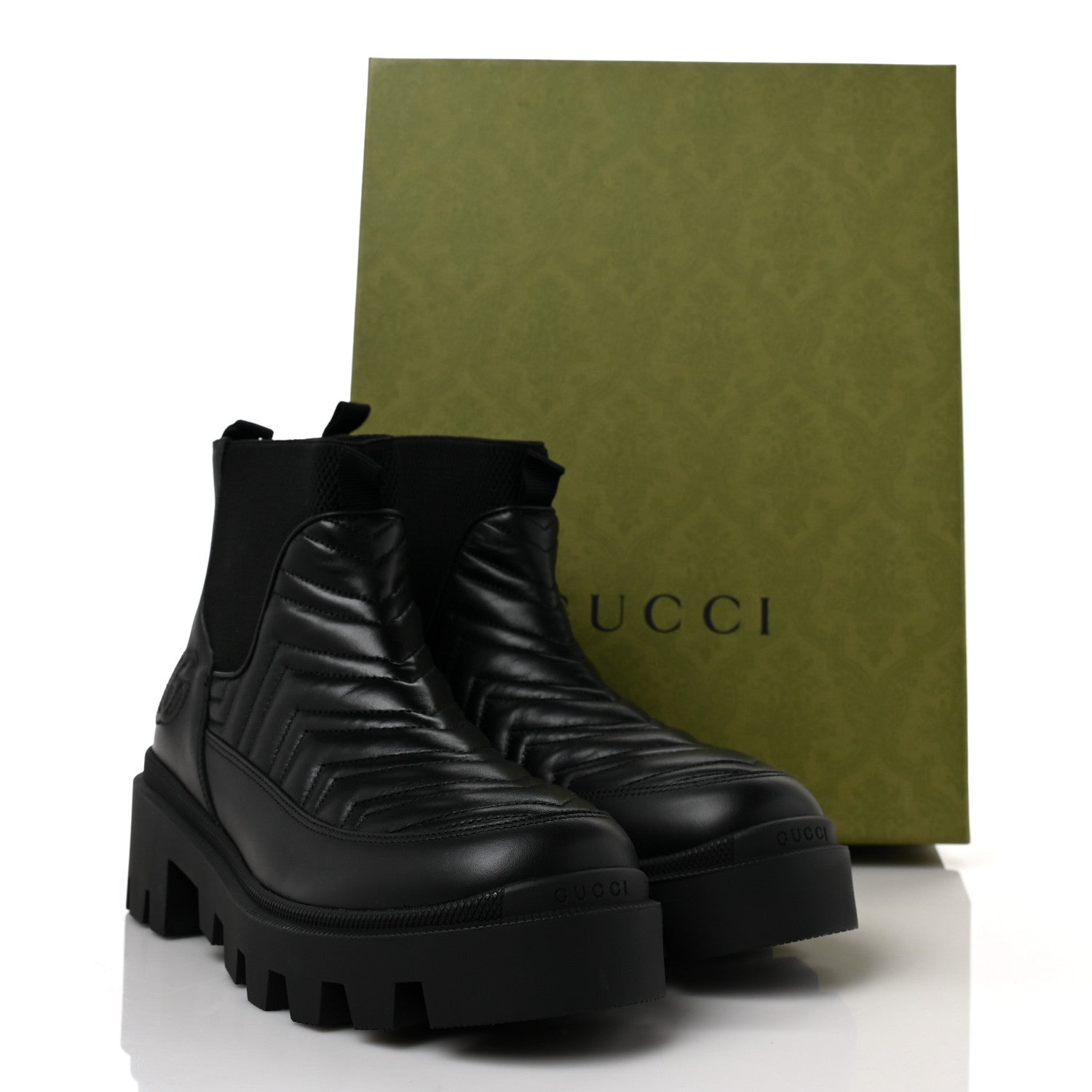 Gucci Calfskin Nappa Matelasse Frances Chelsea Boots 40.5 Black 7 of 7
