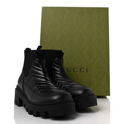 Gucci Calfskin Nappa Matelasse Frances Chelsea Boots 40.5 Black 7 of 7